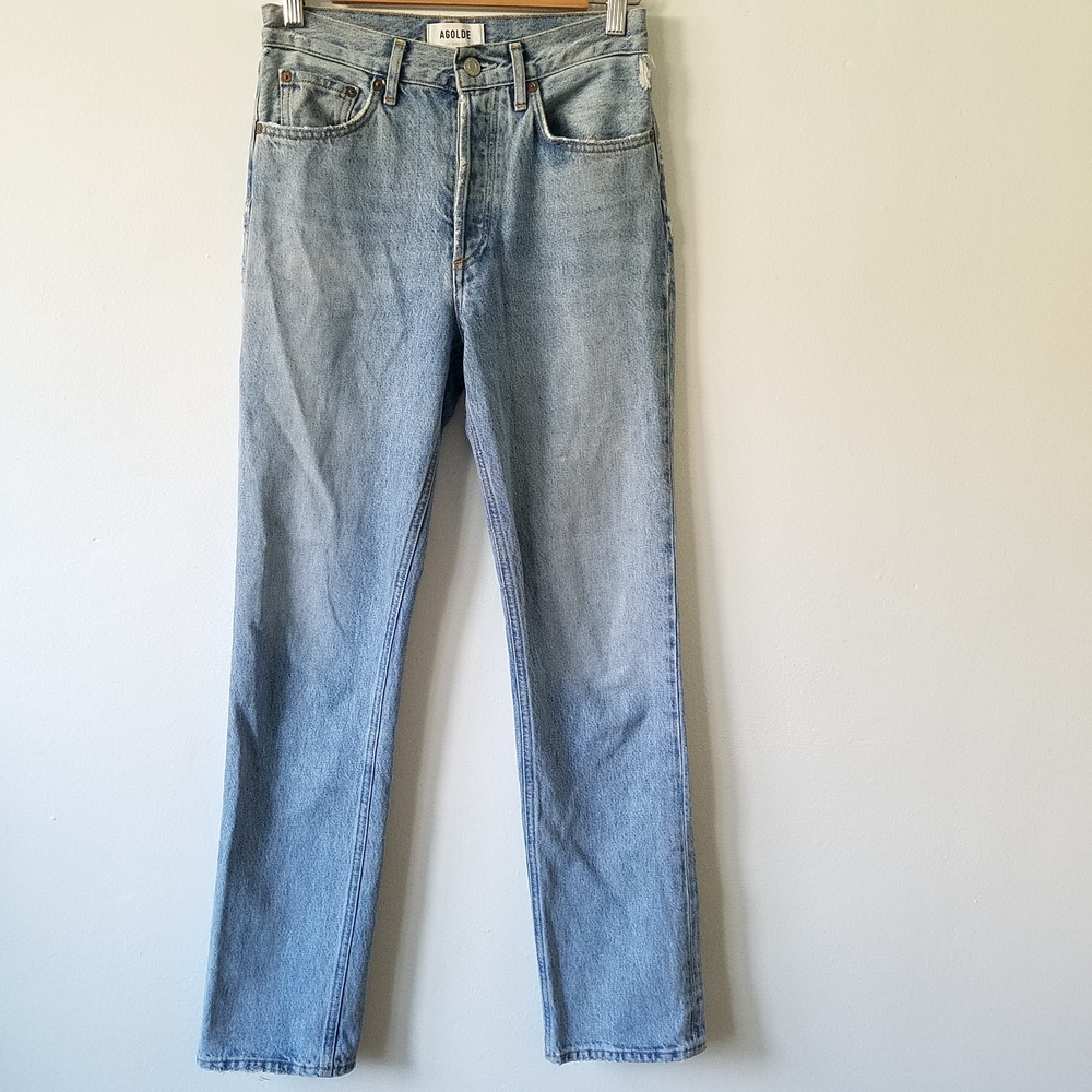 Agolde Lana Straight Legs Jeans Button Fly in Riptide Size 24 - Picture 9 of 16